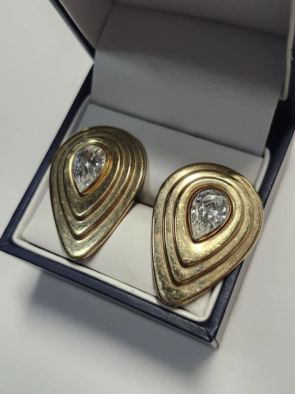 Carla 14K Gold Filled Vintage Statement Earrings Rhinestone